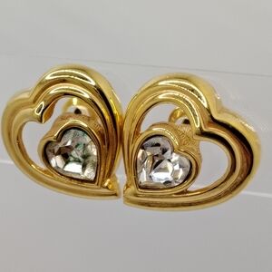 Swarovski Swan Crystal Heart Earrings